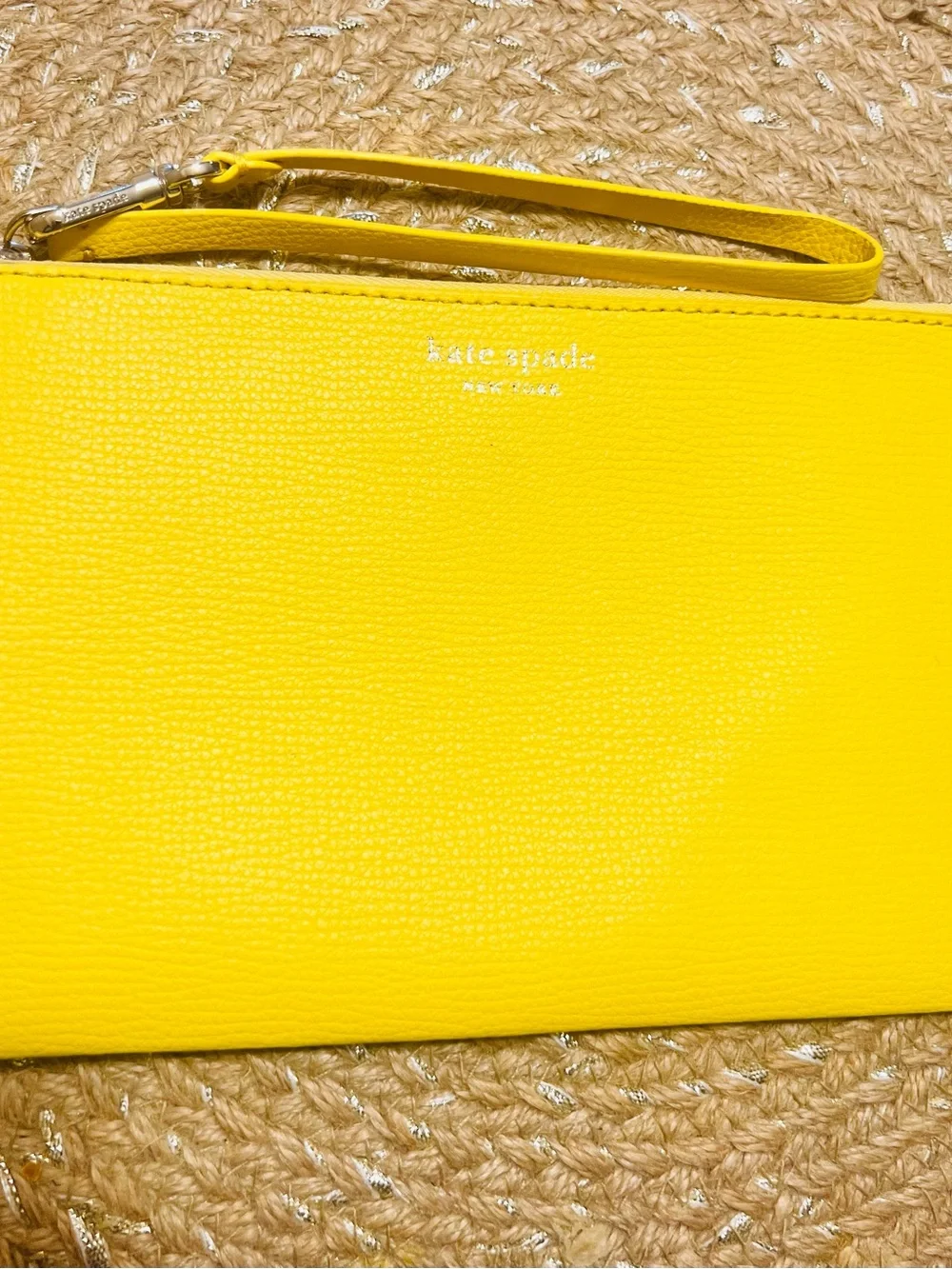 kate spade Large Yellow Pebbled Leather Wristlet Tote NWOT